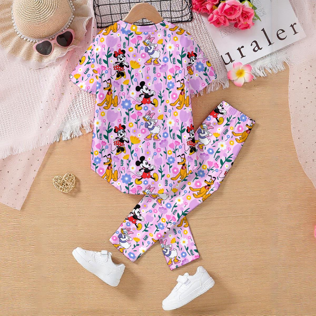 Pink Floral Friends Kids' Casual Top and Pants Set