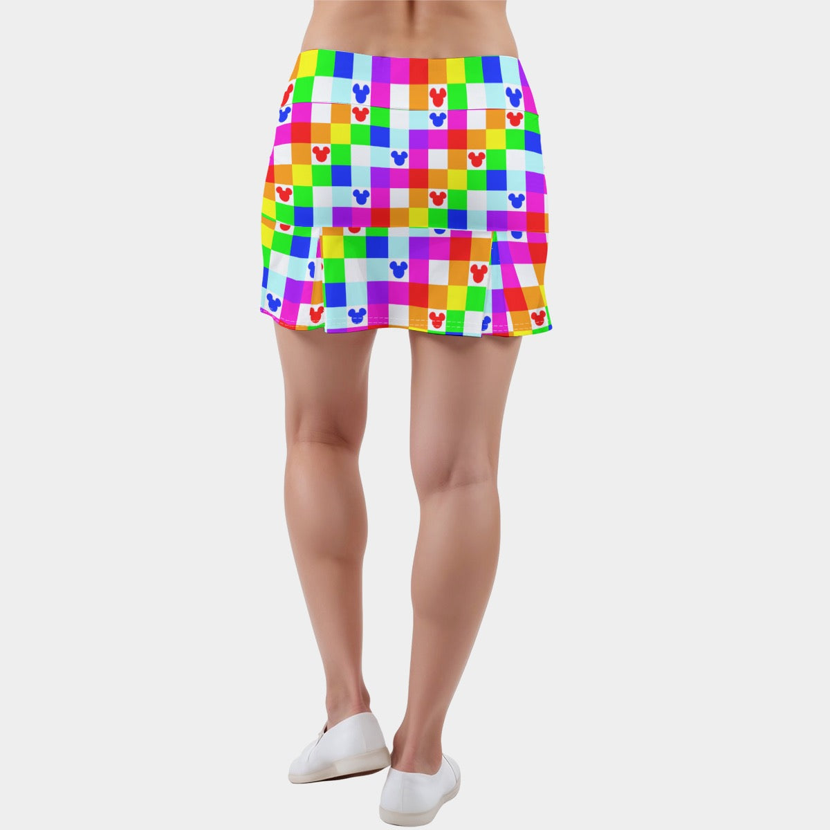 Neon Gingham Women's Active Skort With Inner Shorts