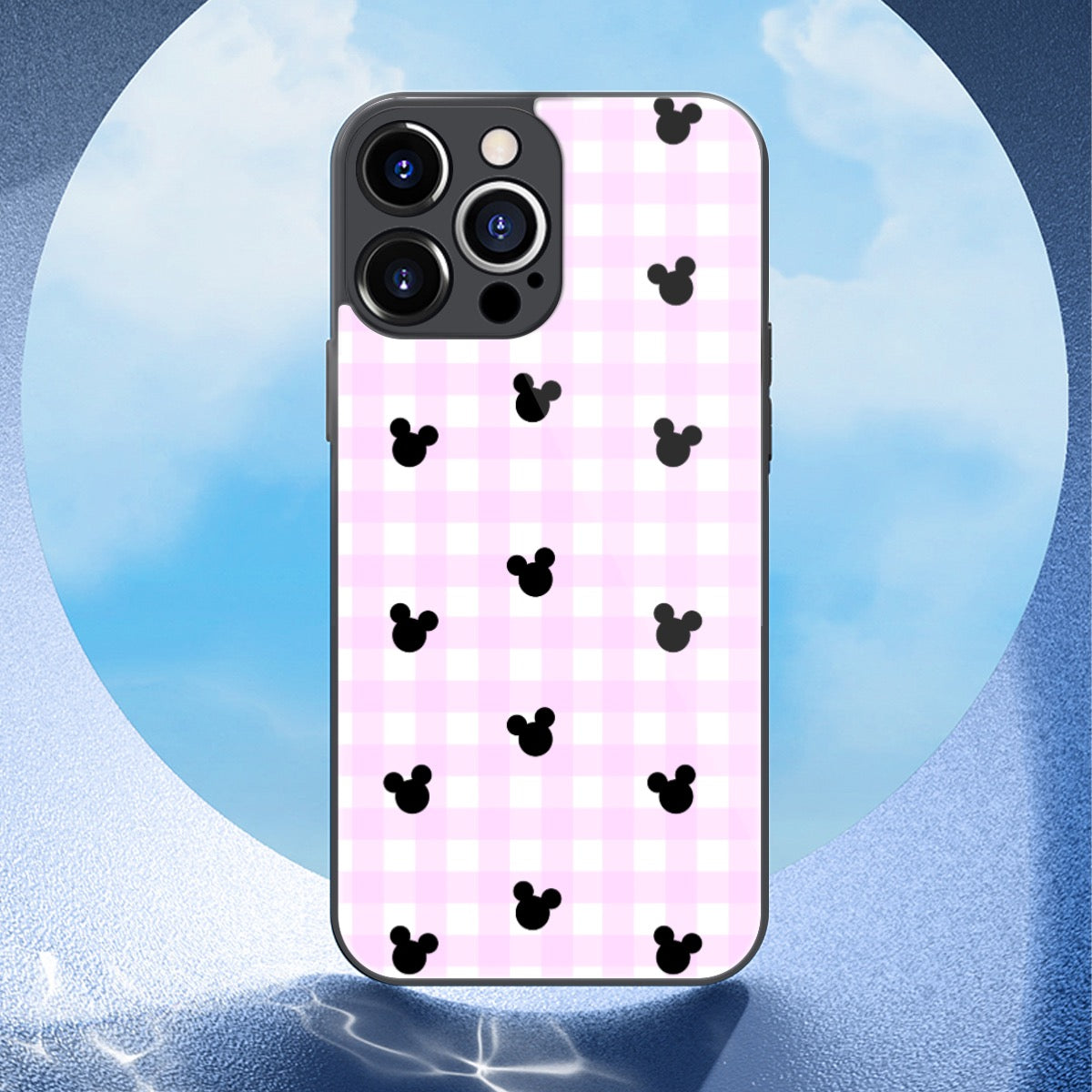 Bright Pink Gingham iPhone 13 Series Mobile Phone Case | Glass
