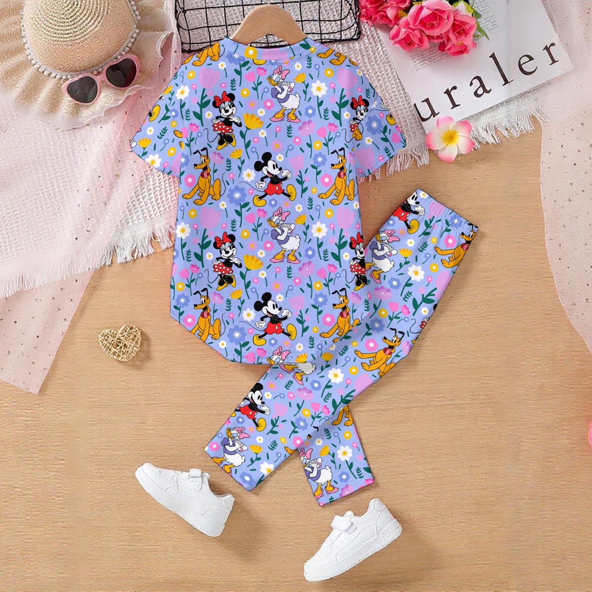 Purple Floral Friends Kids' Casual Top and Pants Set