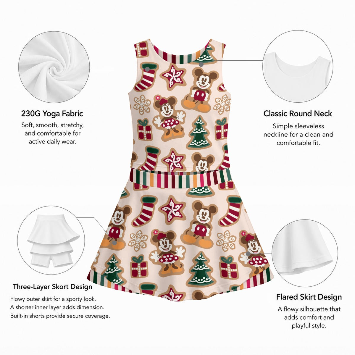Christmas Cookies Girl's Sports Tank & Skort Set