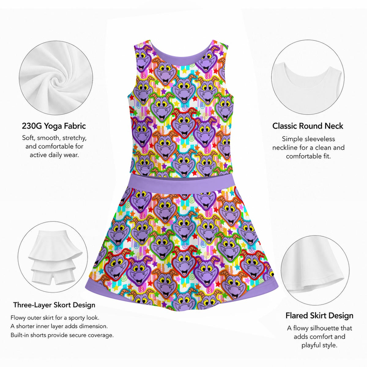 Colorful Figgy Women's Sports Tank & Skort Set