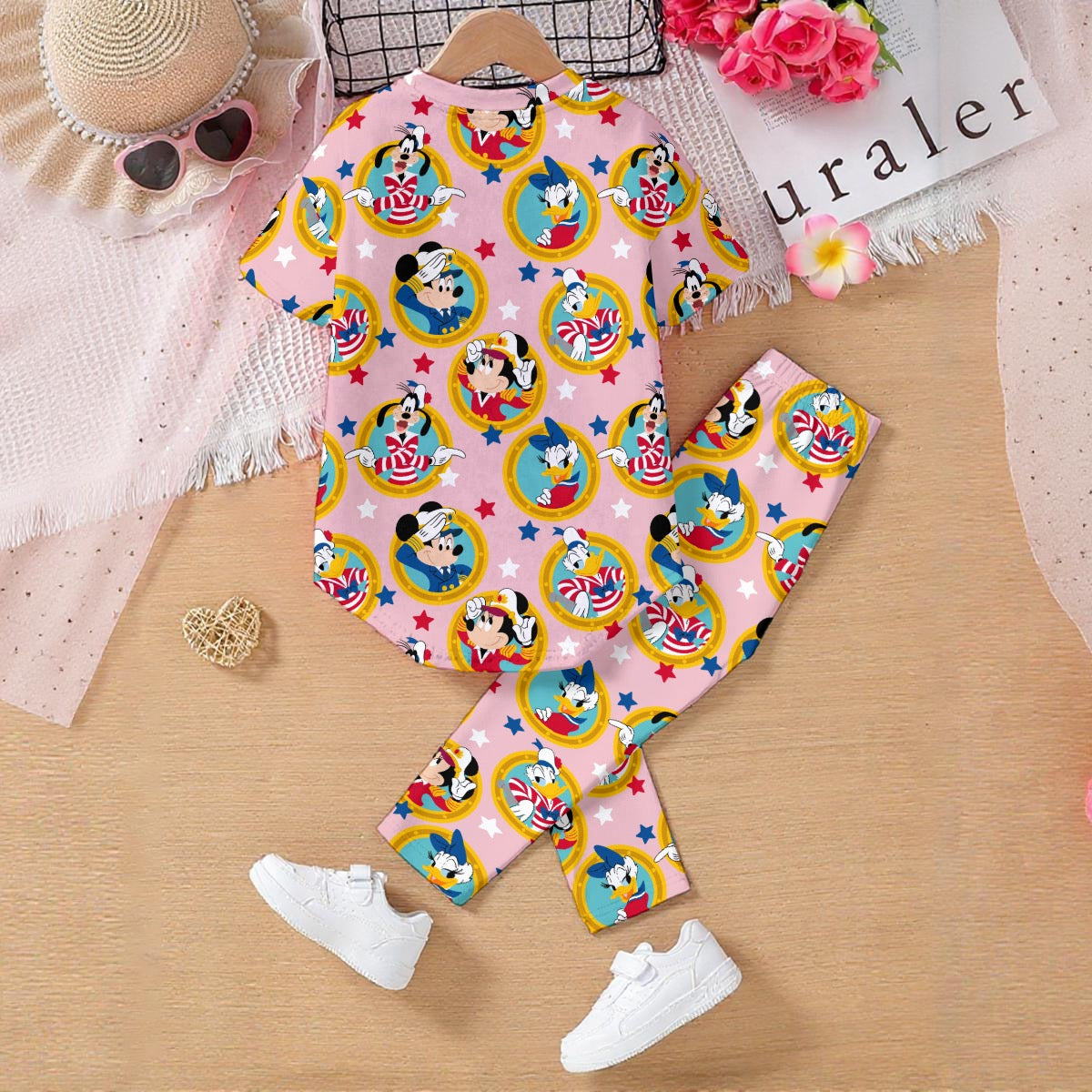 Pink Sailing Friends Kids' Casual Top and Pants Set