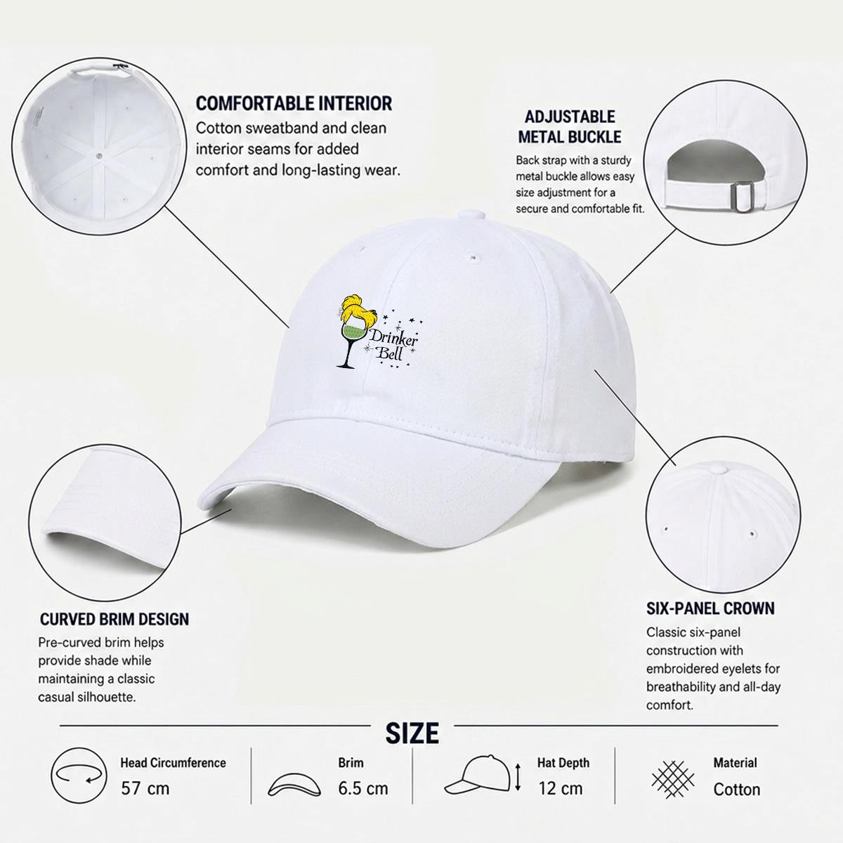 Drinker Bell Embroidered Soft-Crown Flat Cap