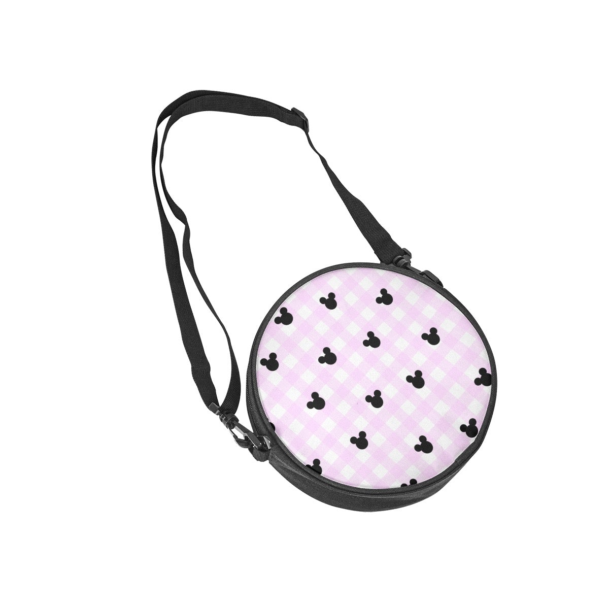 Bright Pink Gingham Round Satchel Bag