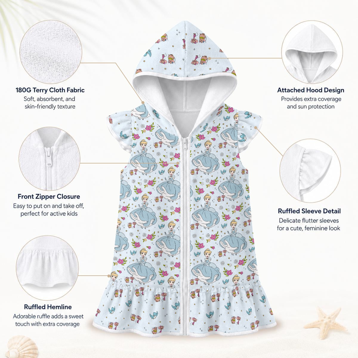 Cindy Girls' Hooded Beach Cover-Up
