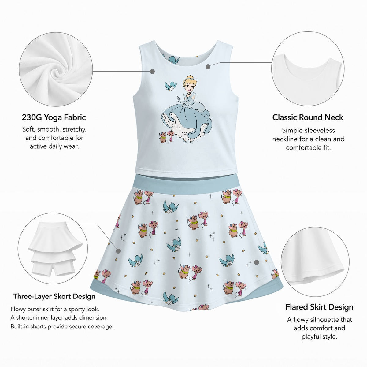 Cindy & Friends Girl's Sports Tank & Skort Set