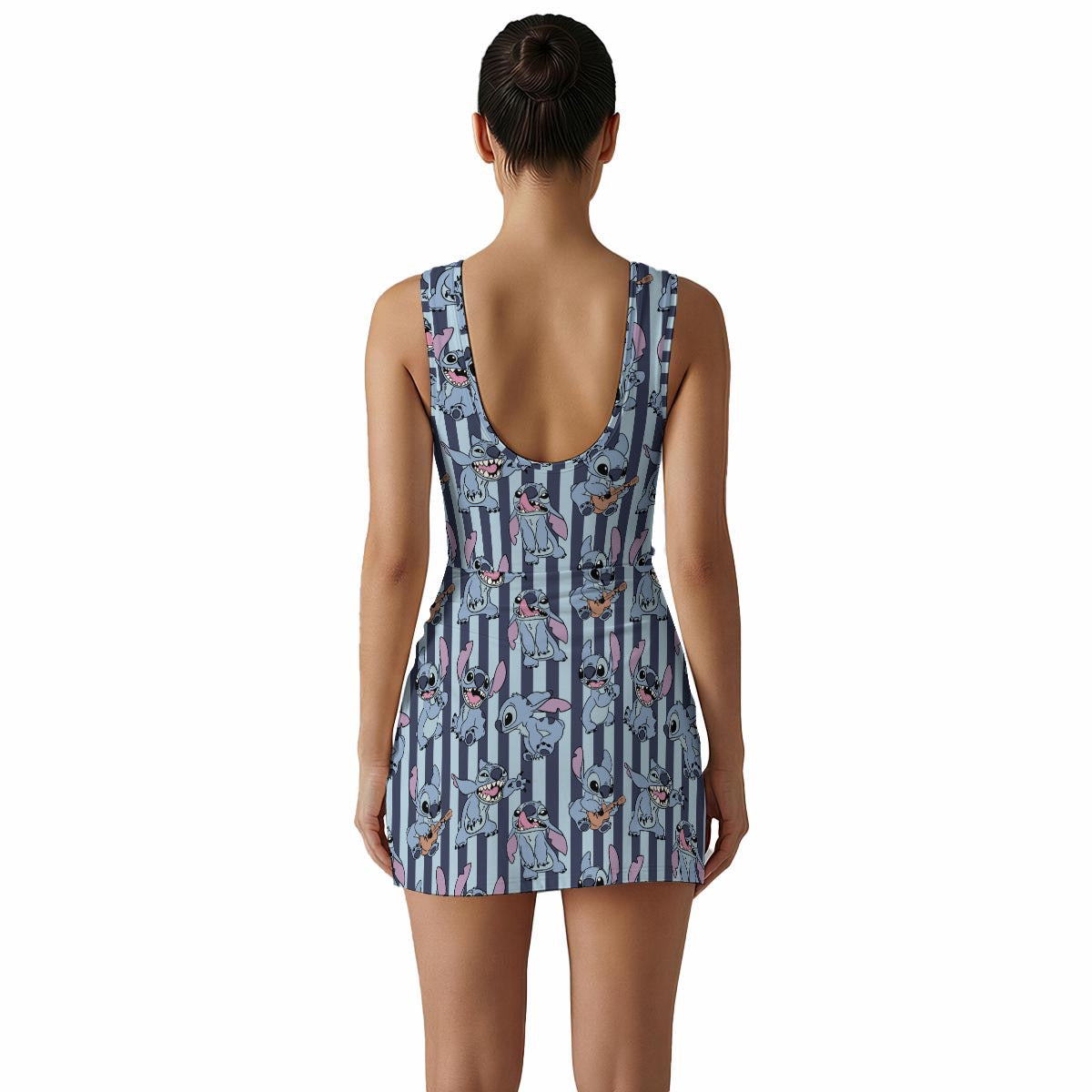 Striped Alien Women's Sleeveless Bodysuit Dress