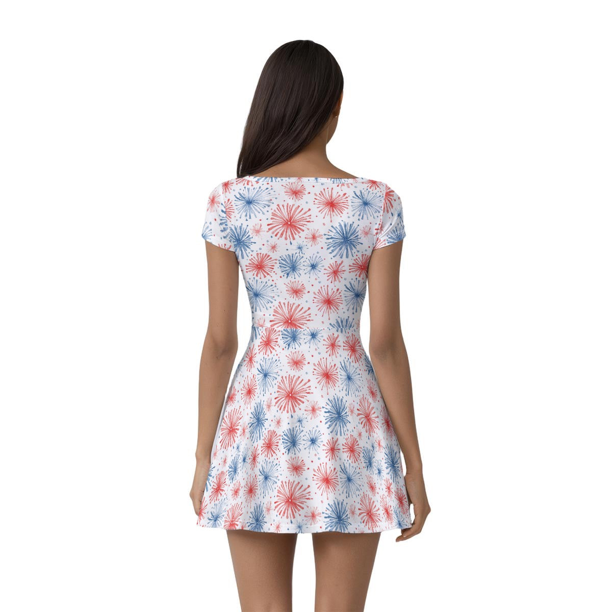 Patriotic Fireworks Women’s Athletic Dress With Built‑In Shorts