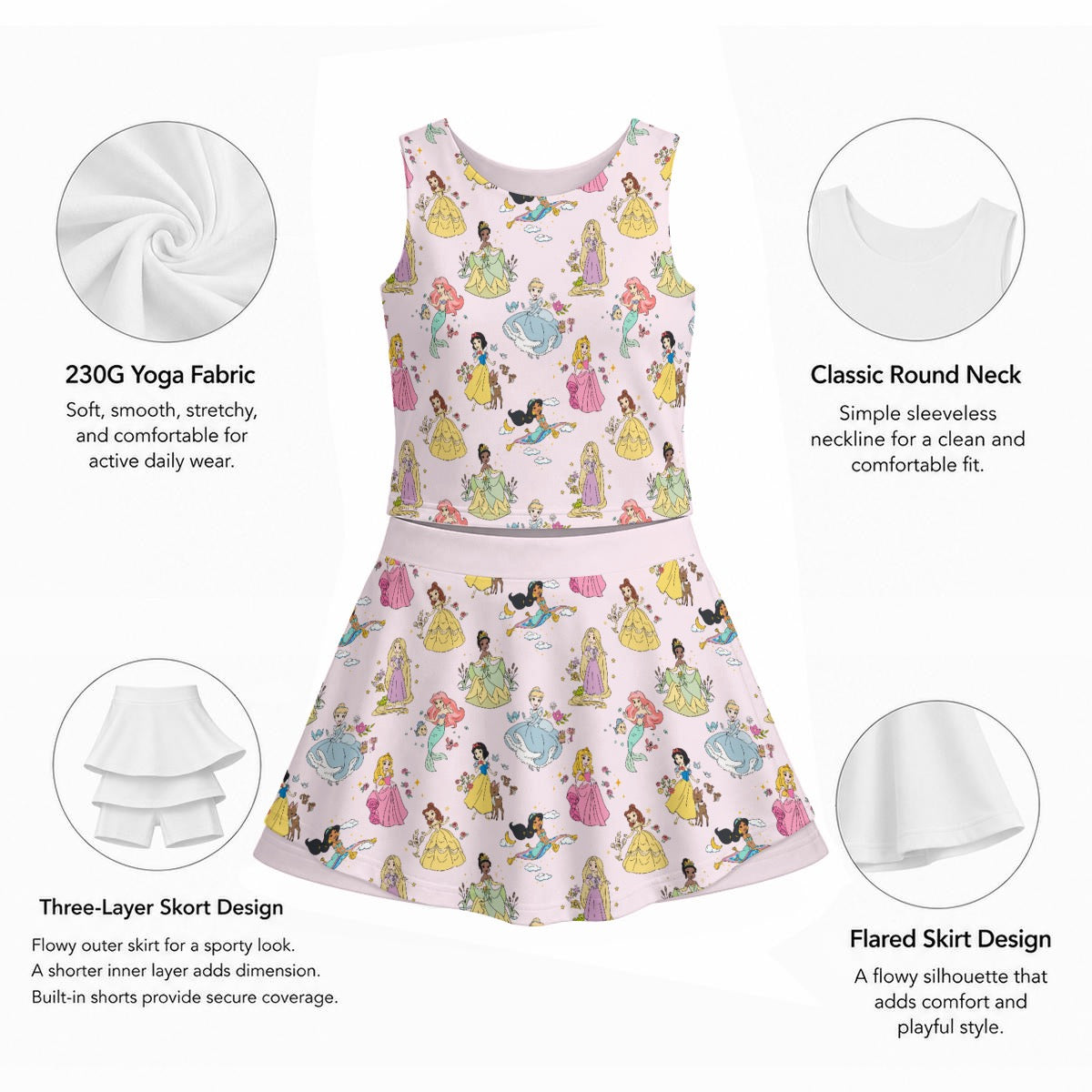 Princess Women's Sports Tank & Skort Set