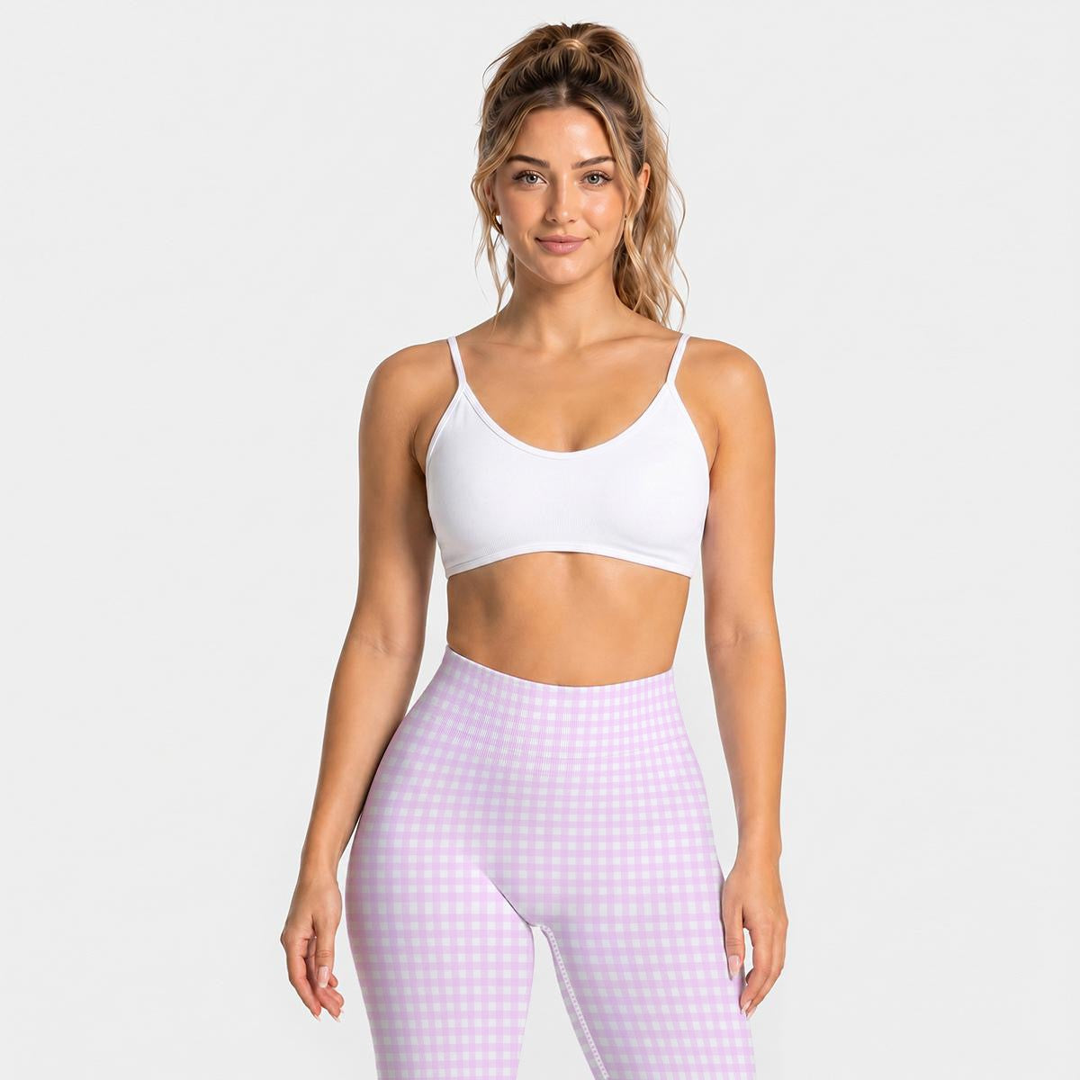 Bright Pink Small Gingham Women's Seamless High Waisted Butt-Lifting Leggings