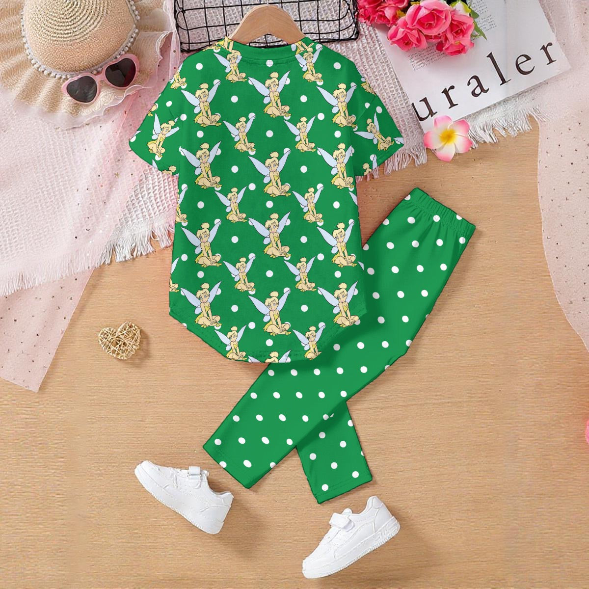 Green Tink & Green Dots Kids' Casual Top and Pants Set