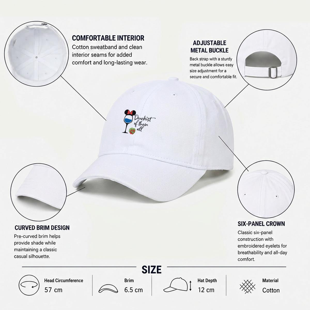 Drunkest of Them All Embroidered Soft-Crown Flat Cap