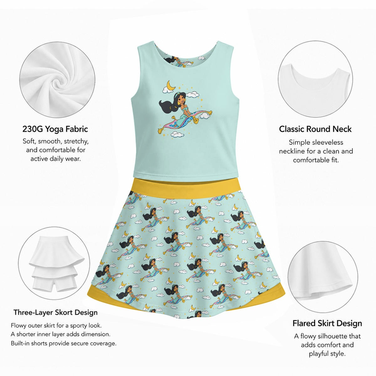 A Whole New World Women's Sports Tank & Skort Set