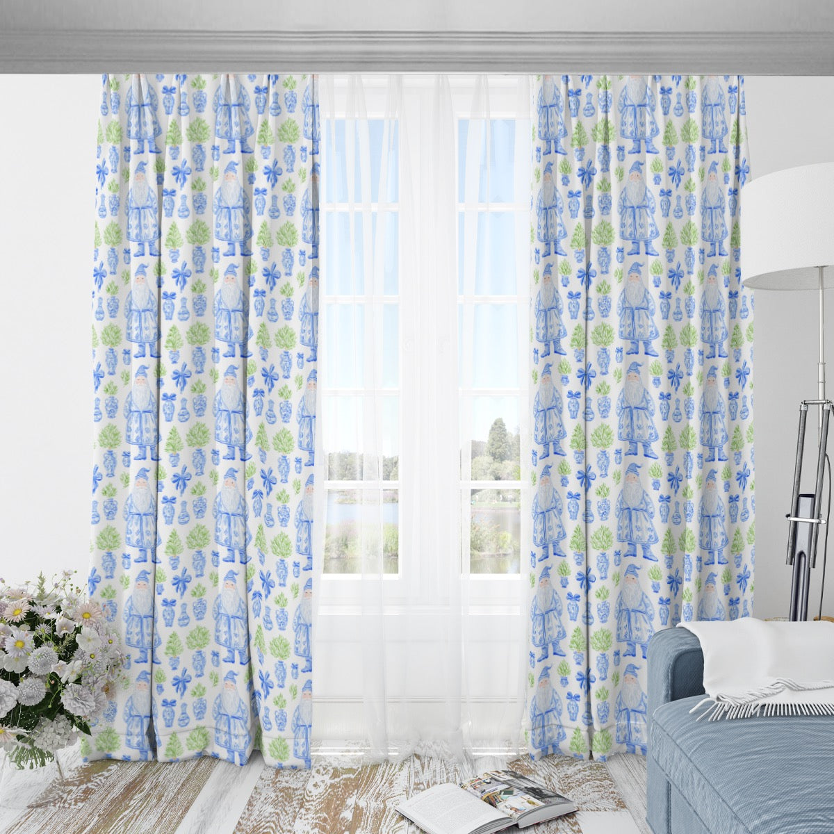 Grandmillenial Santa Room Darkening Curtains with Hooks | 265(gsm)