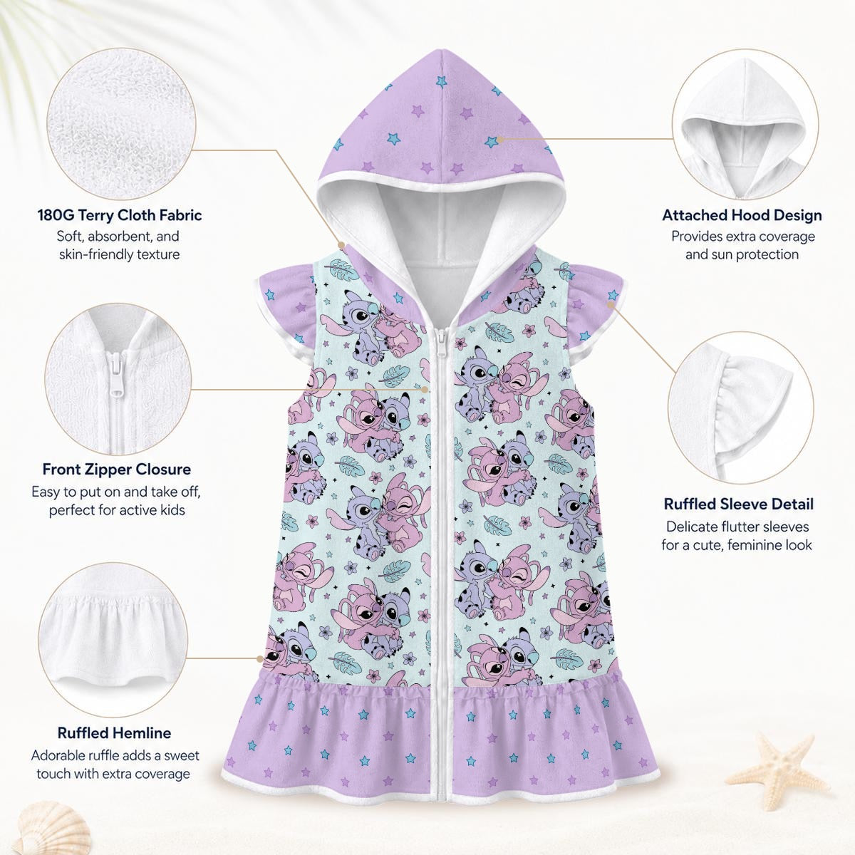 Alien Friends Girls' Hooded Beach Cover-Up