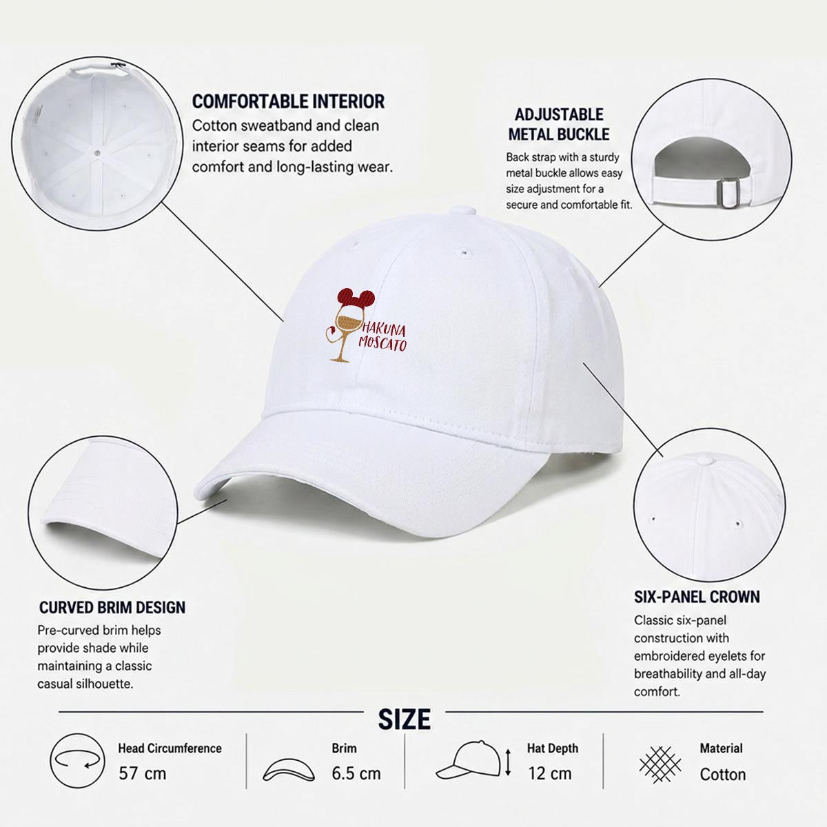 Hakuna Moscato Embroidery Soft-Crown Flat Cap