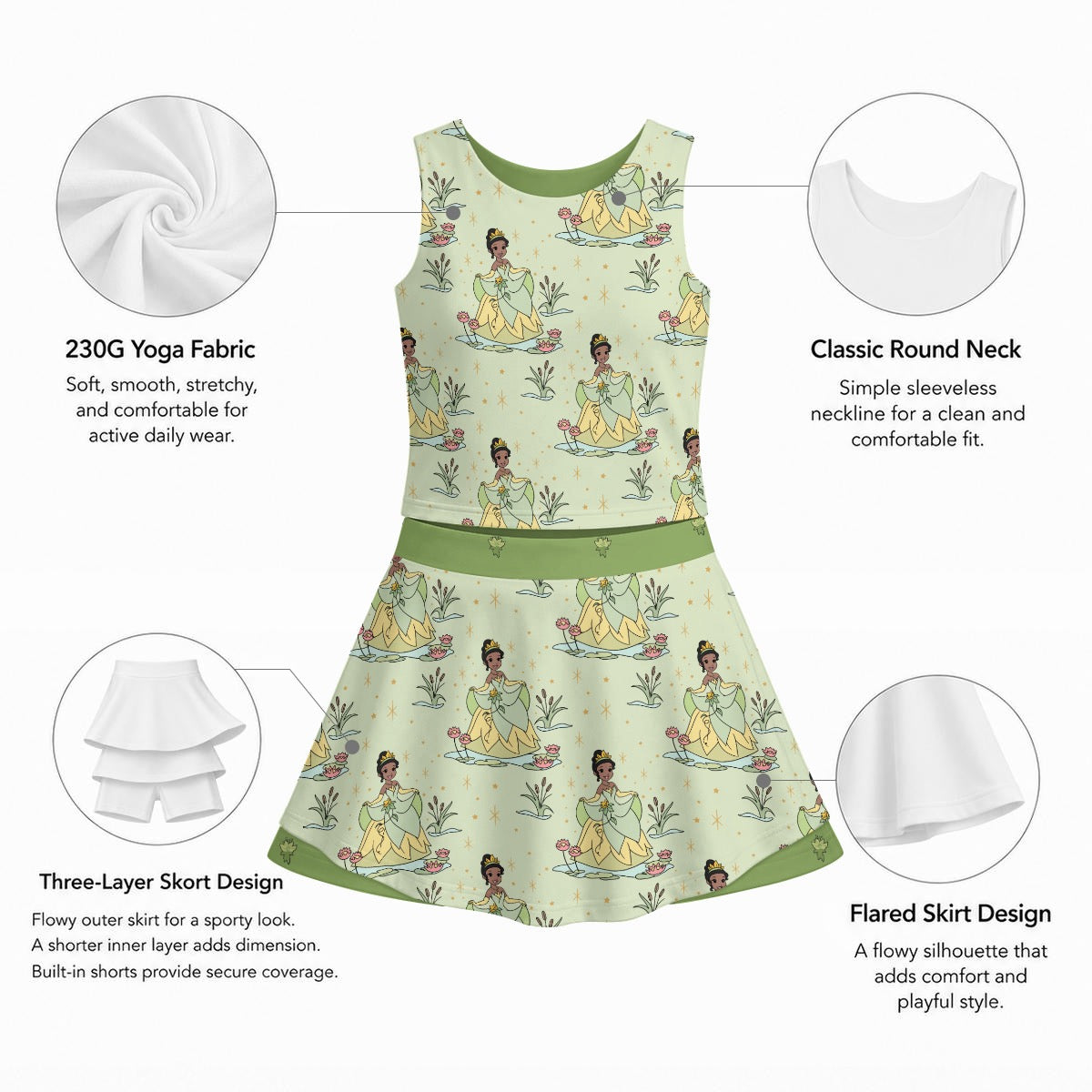 Tia Girl's Sports Tank & Skort Set