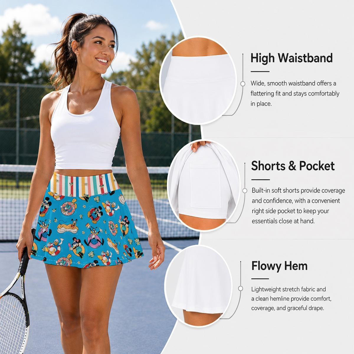 Pool Party Women's Pleated Athletic Skort