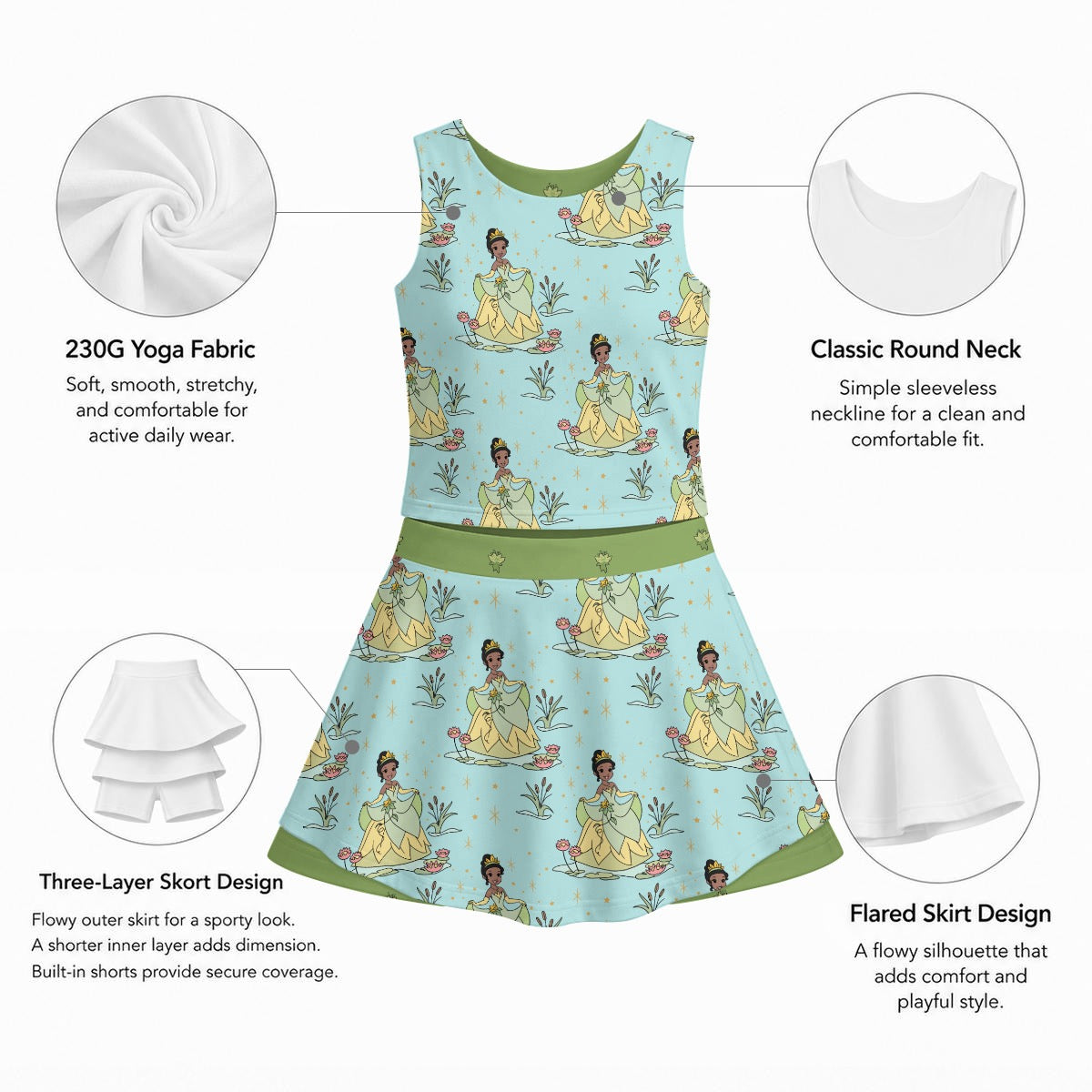 Tia [aqua] Girl's Sleeveless Sports Tank & Skort Set