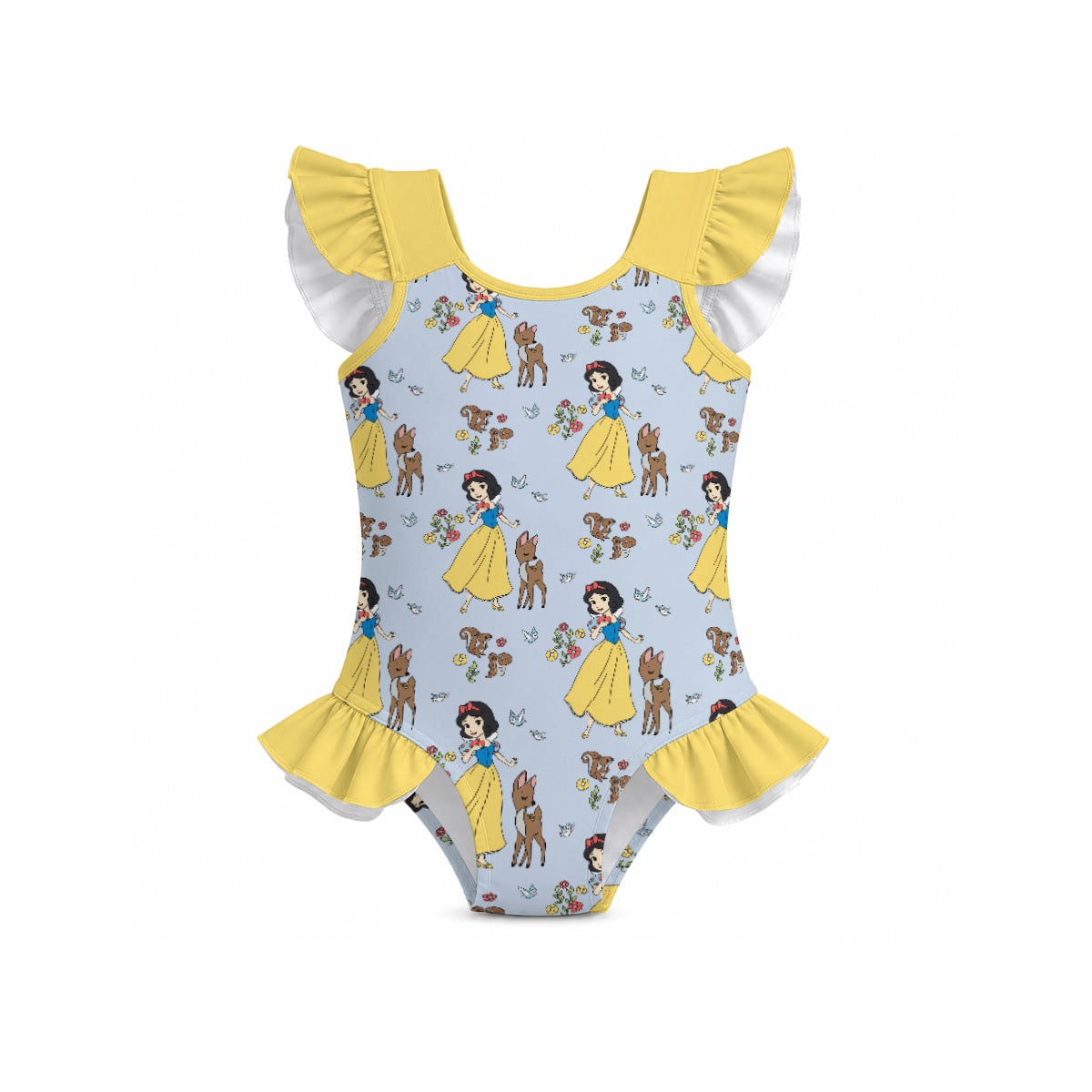 The Fairest One of All [yellow] Girls' Ruffle Sleeve Swimsuit with Bow