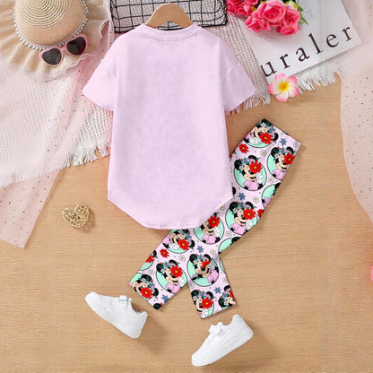Floral Minnie Kids' Casual Top and Pants Set