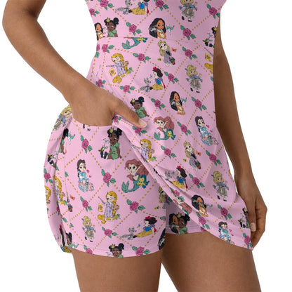 Baby Princesses [pink] Women’s Athletic Dress With Built‑In Shorts