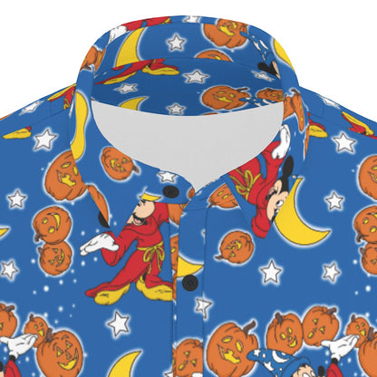 Pumpkin Sorcerer Men's Stretch Collar Polo Shirt