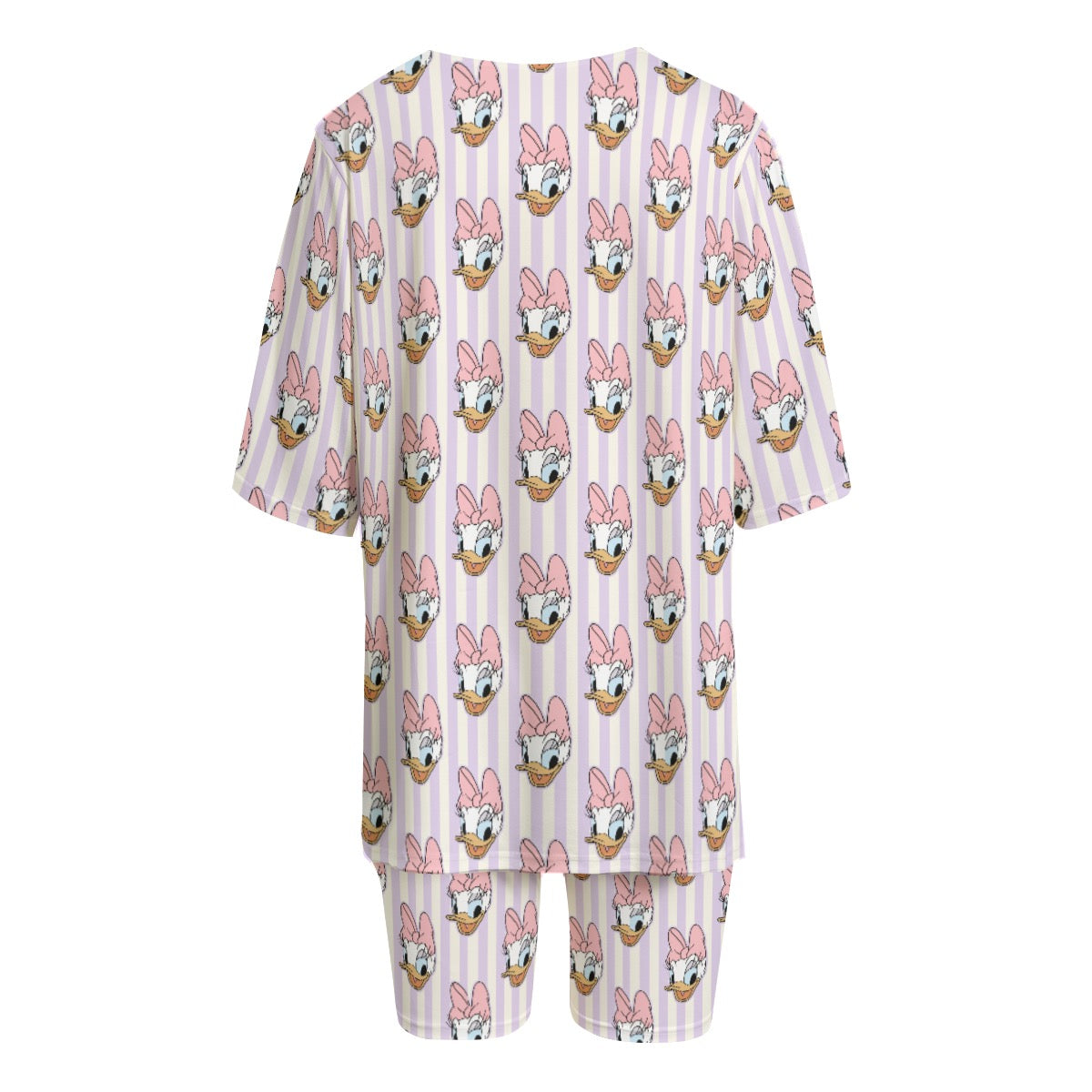 Daisy Stripe Women's T-shirt Set With Short Sleeve