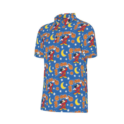 Pumpkin Sorcerer Men's Stretch Collar Polo Shirt