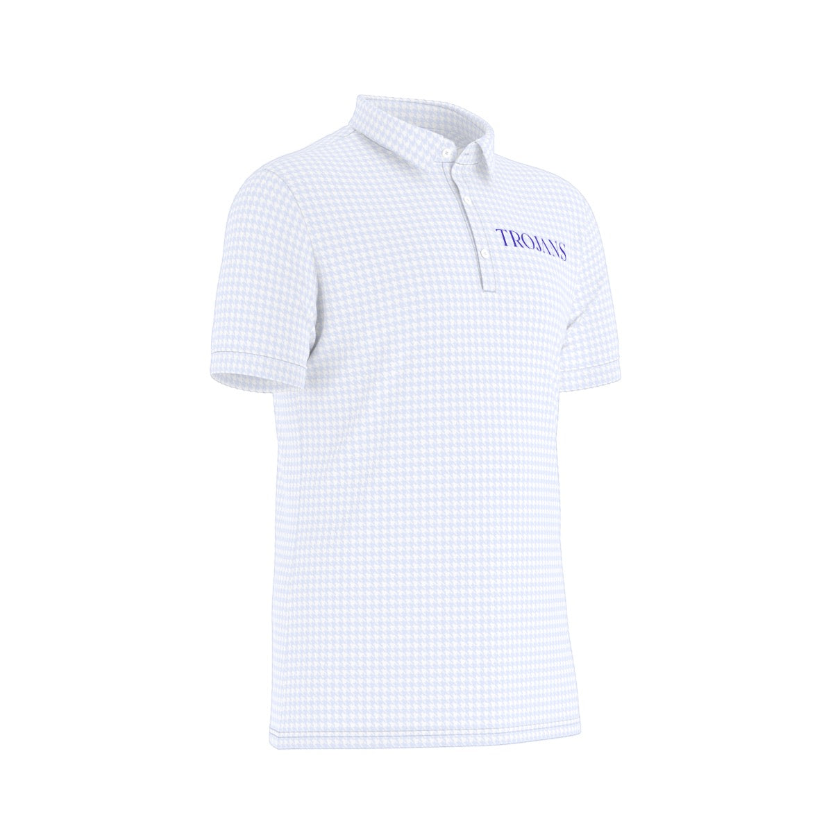 Blue Herringbone Trojans Men's Stretch Collar Polo Shirt