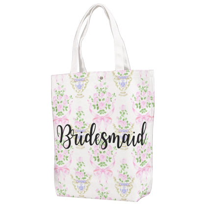 Bridesmaid Floral Canvas Bag With Shoulder Strap
