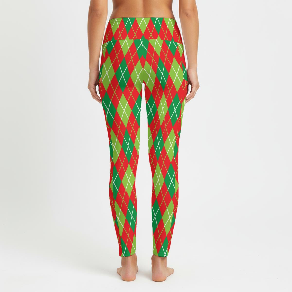 Christmas Argyle Women's High Waist Leggings With Side Pocket