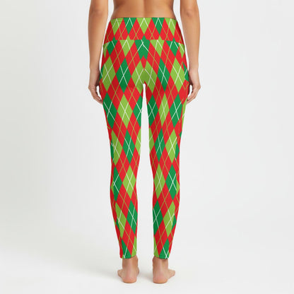 Christmas Argyle Women's High Waist Leggings With Side Pocket