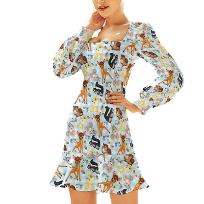 Forest Friends Women's Ruffle Hem Skinny Dress
