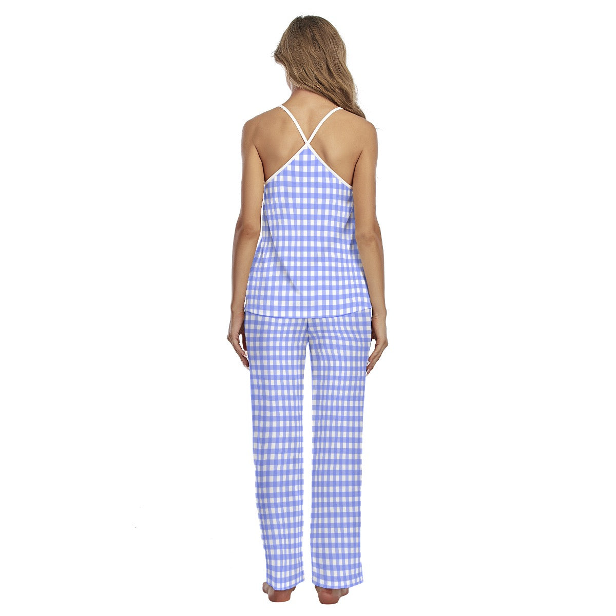 Bright Blue Gingham Women's Cami Pajamas Set