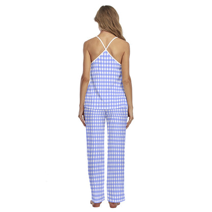 Bright Blue Gingham Women's Cami Pajamas Set