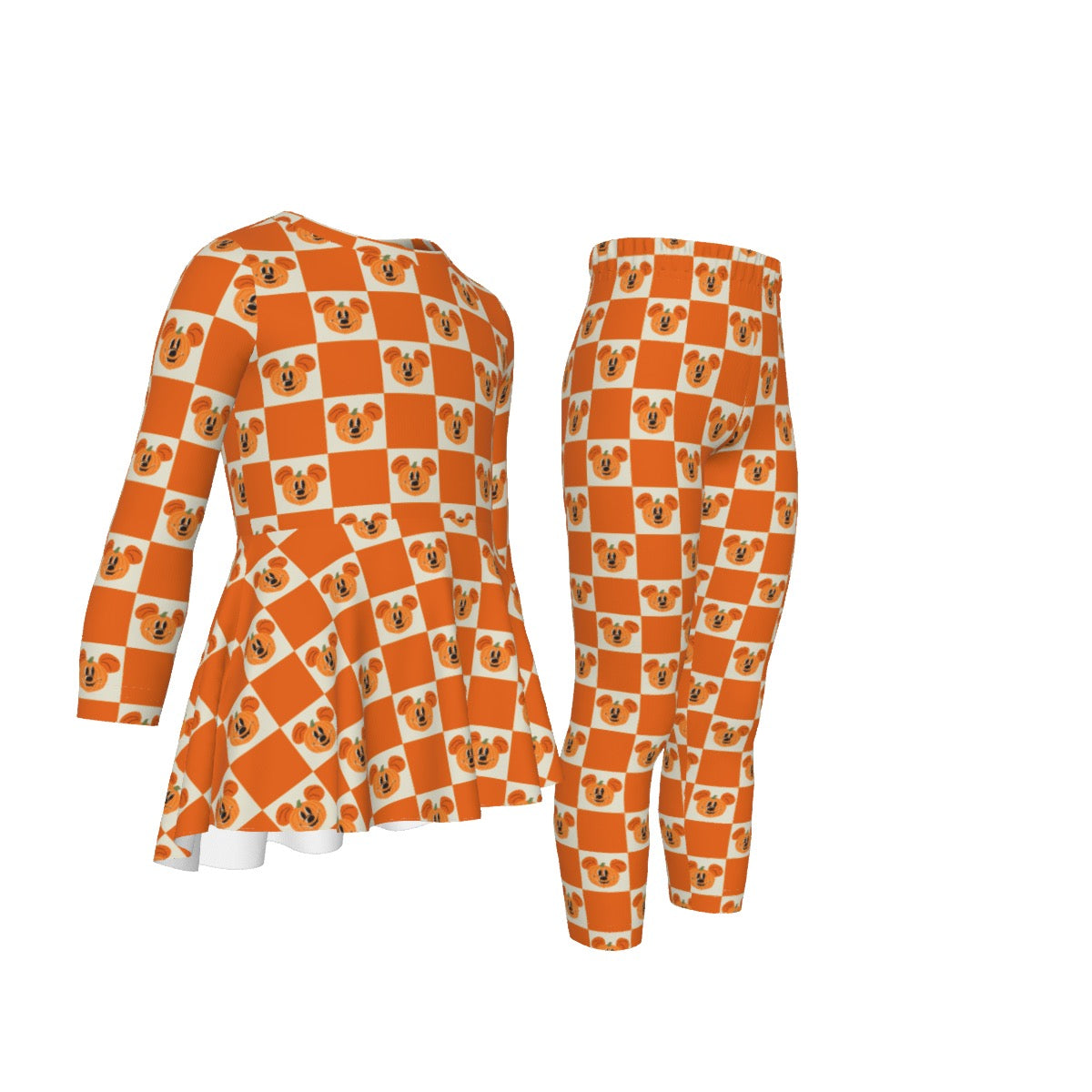 Preppy Pumpkin Print Kid's Casual Suit