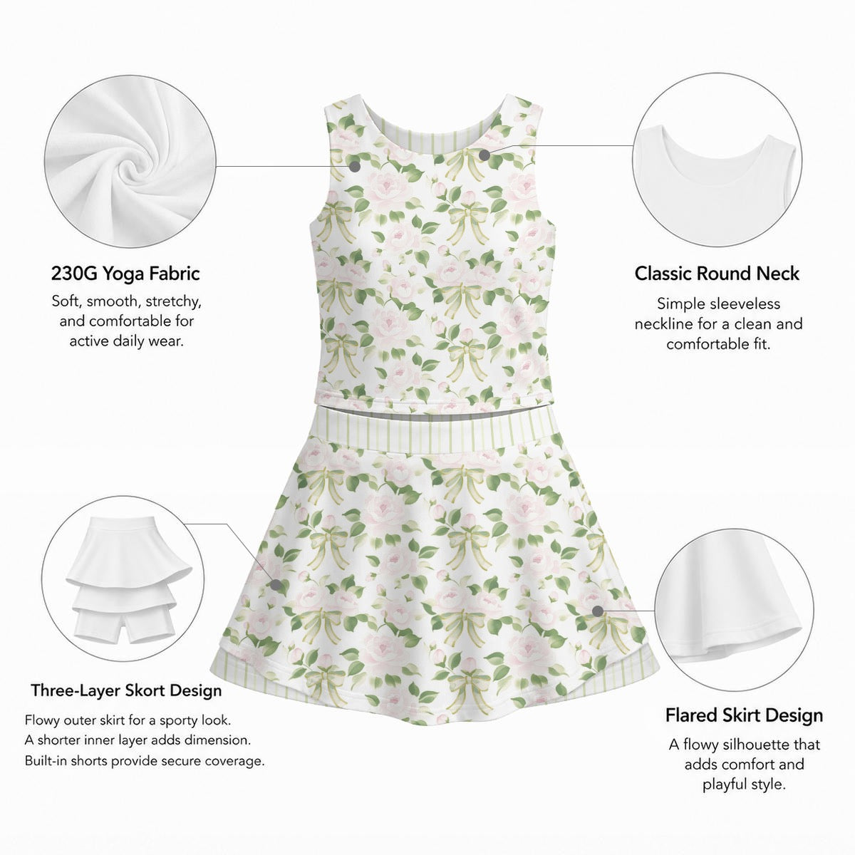 Camilla Girl's Sleeveless Sports Tank & Skort Set