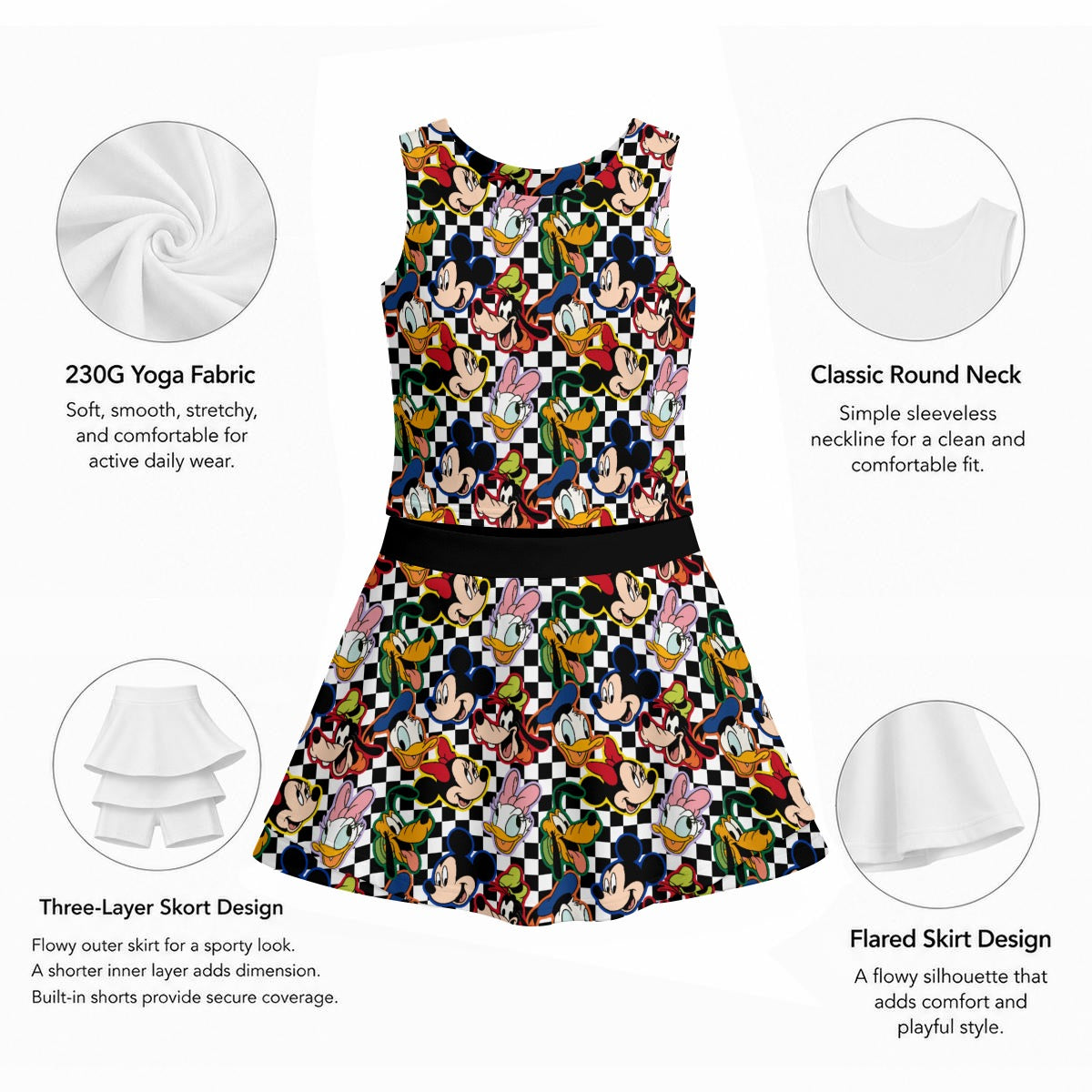 Checkered Friends Women's Sports Tank & Skort Set
