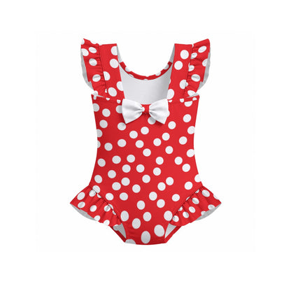 Dots Girls' Ruffle Sleeve Swimsuit with Bow