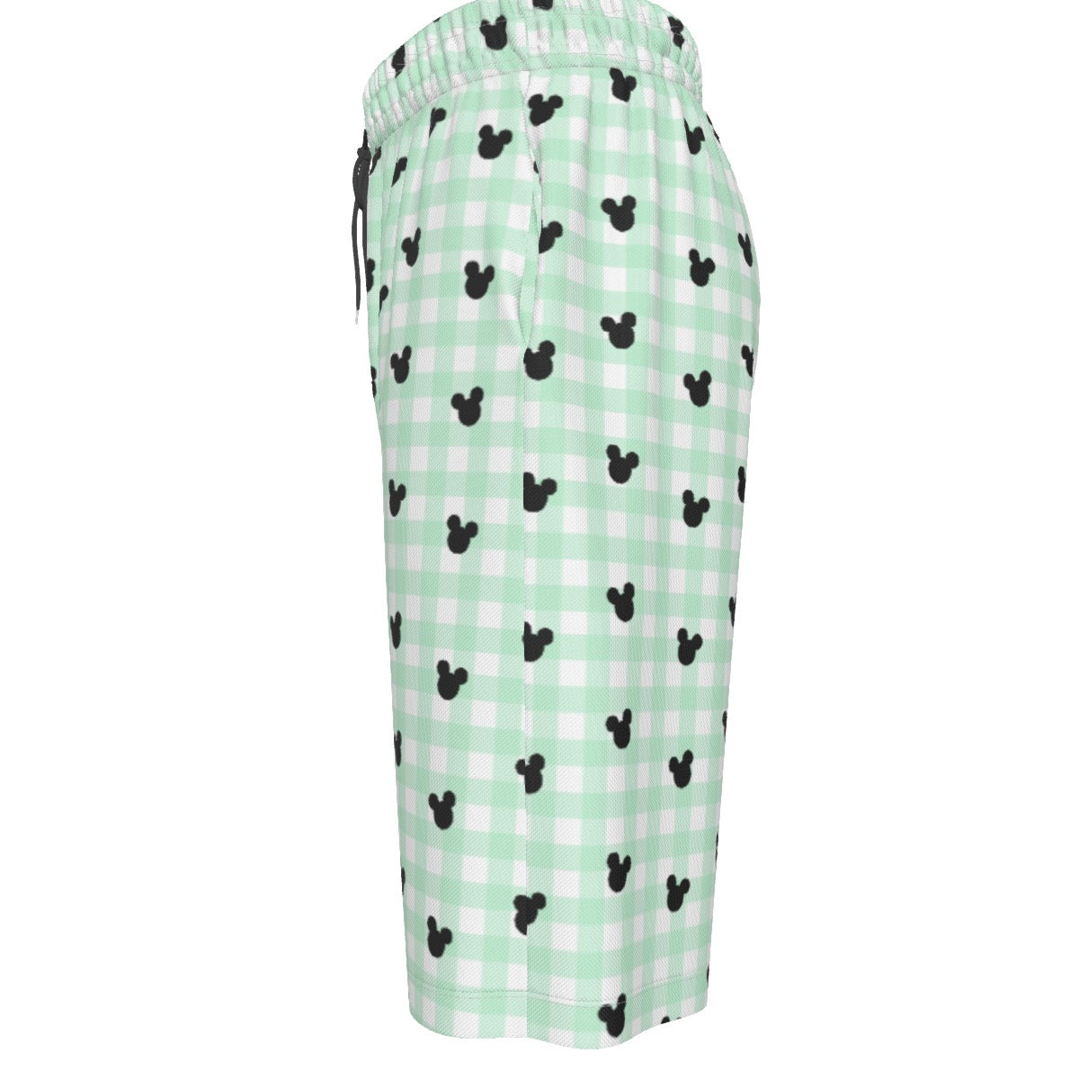Green Gingham Men's Over-The-Knee Shorts