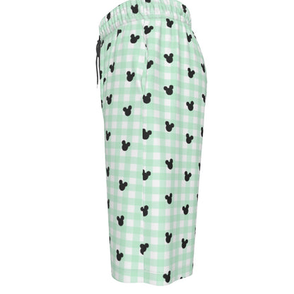 Green Gingham Men's Over-The-Knee Shorts
