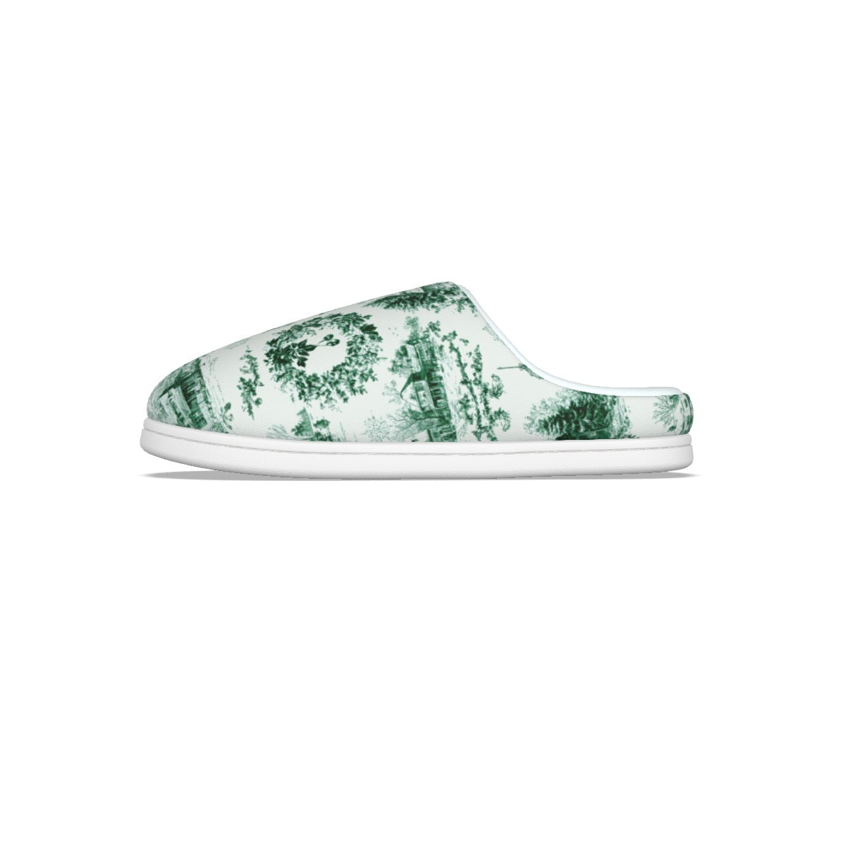 Green Christmas Toile Women's Plush Slippers