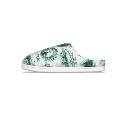 Green Christmas Toile Women's Plush Slippers