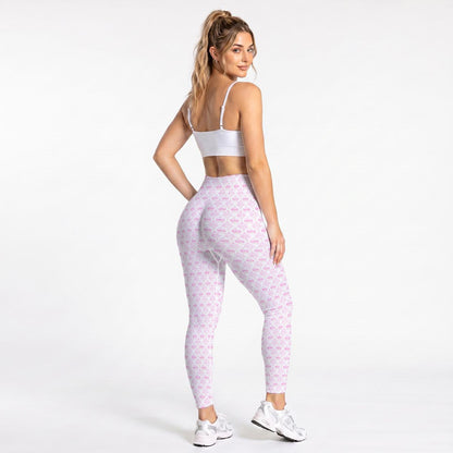 Grandmillenial Pink Bow Women's Seamless High Waisted Butt-Lifting Leggings