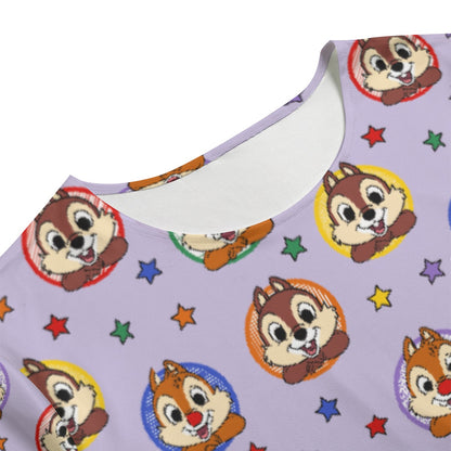 Purple Chipmunks Women's T-shirt Set With Short Sleeve