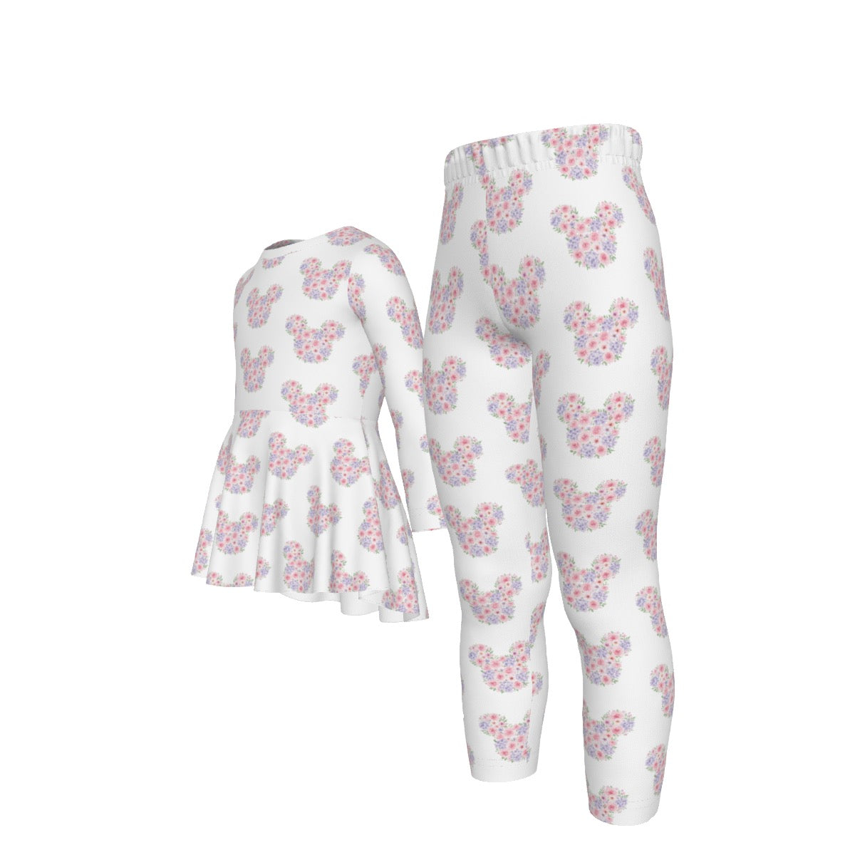 Floral Minnie Girls LS Pants Set