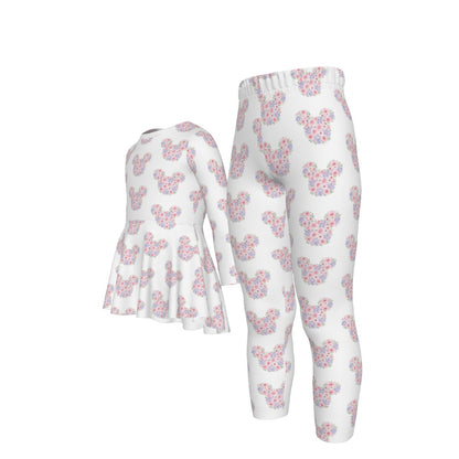 Floral Minnie Girls LS Pants Set