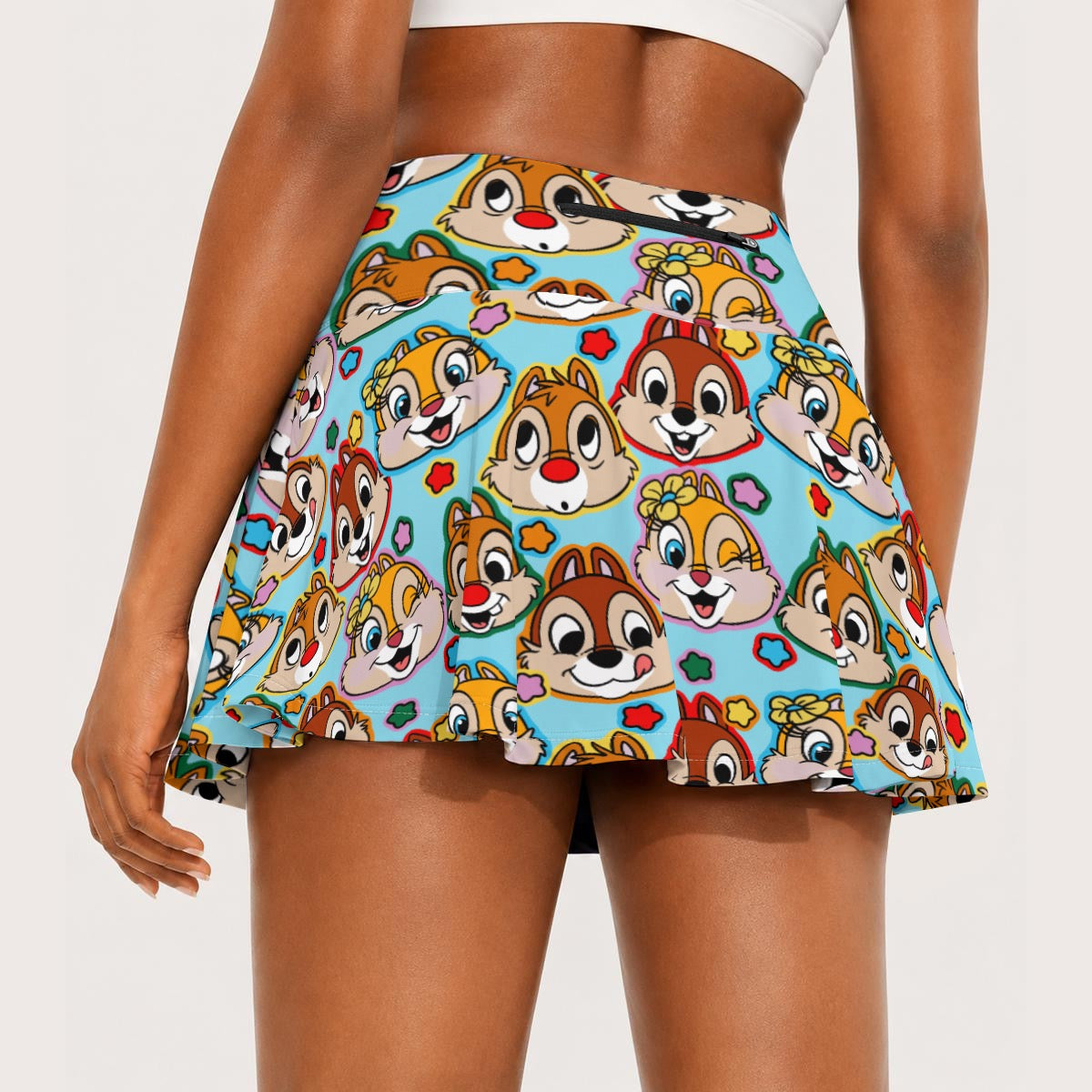 Chipmunks [aqua] Women's Pleated Athletic Skort
